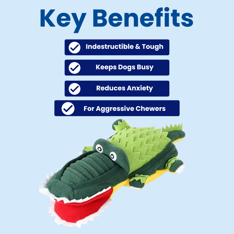 DuraBite™ Indestructible & Interactive Crocodile Plush Sniffing Toy