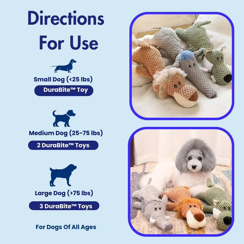 DuraBite™ Indestructible & Interactive Squeaky Chew Animals