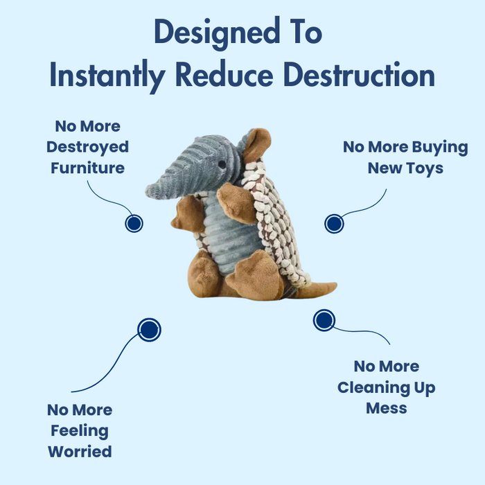 DuraBite™ Indestructible & Interactive Armadillo Squeaky Plush Toy