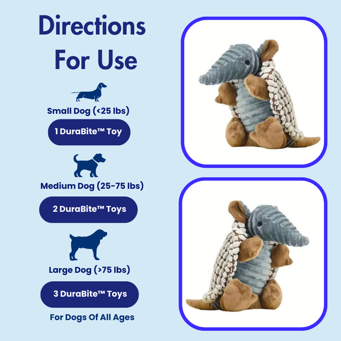 DuraBite™ Indestructible & Interactive Armadillo Squeaky Plush Toy